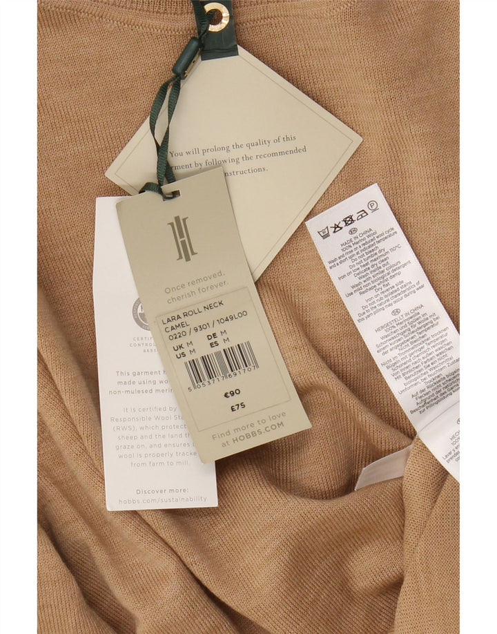 Hobbs Womens Roll Neck Jumper Sweater UK 14 Medium Brown Merino Wool