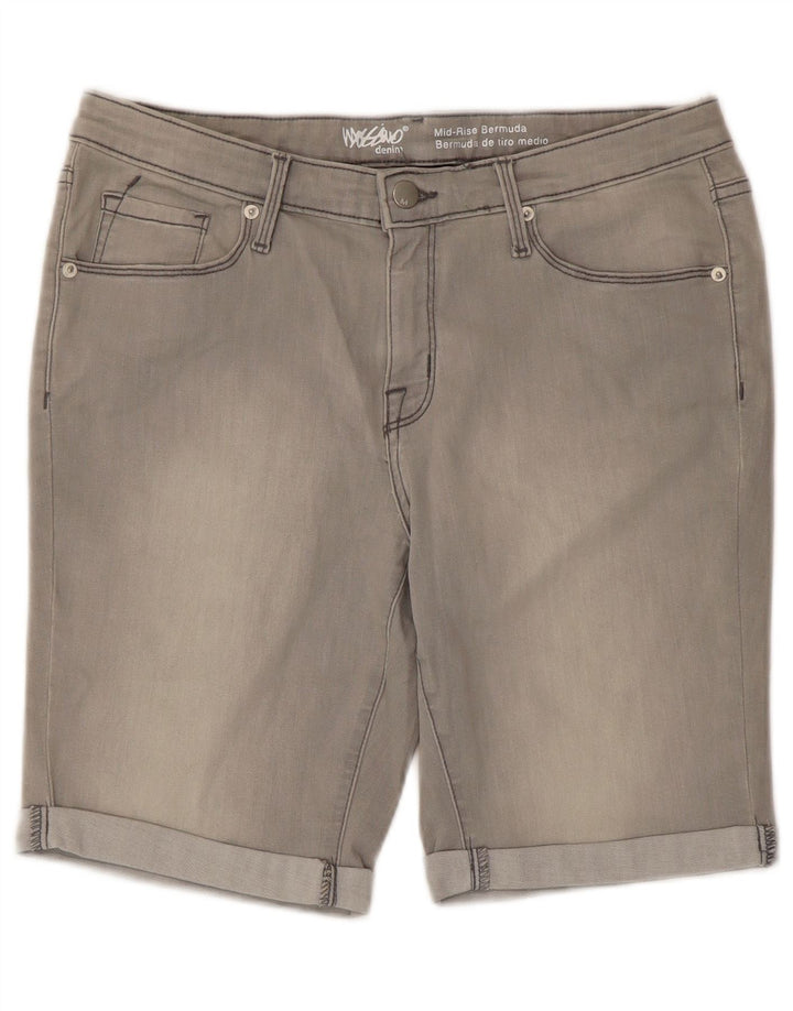 Mossimo Womens Power Stretch Mid Rise Denim Shorts US 12 Large W31 Grey