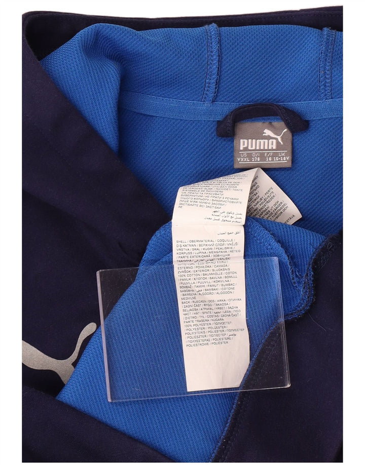 PUMA Boys Italia Graphic Zip Hoodie Sweater 15-16 Years Navy Blue Cotton