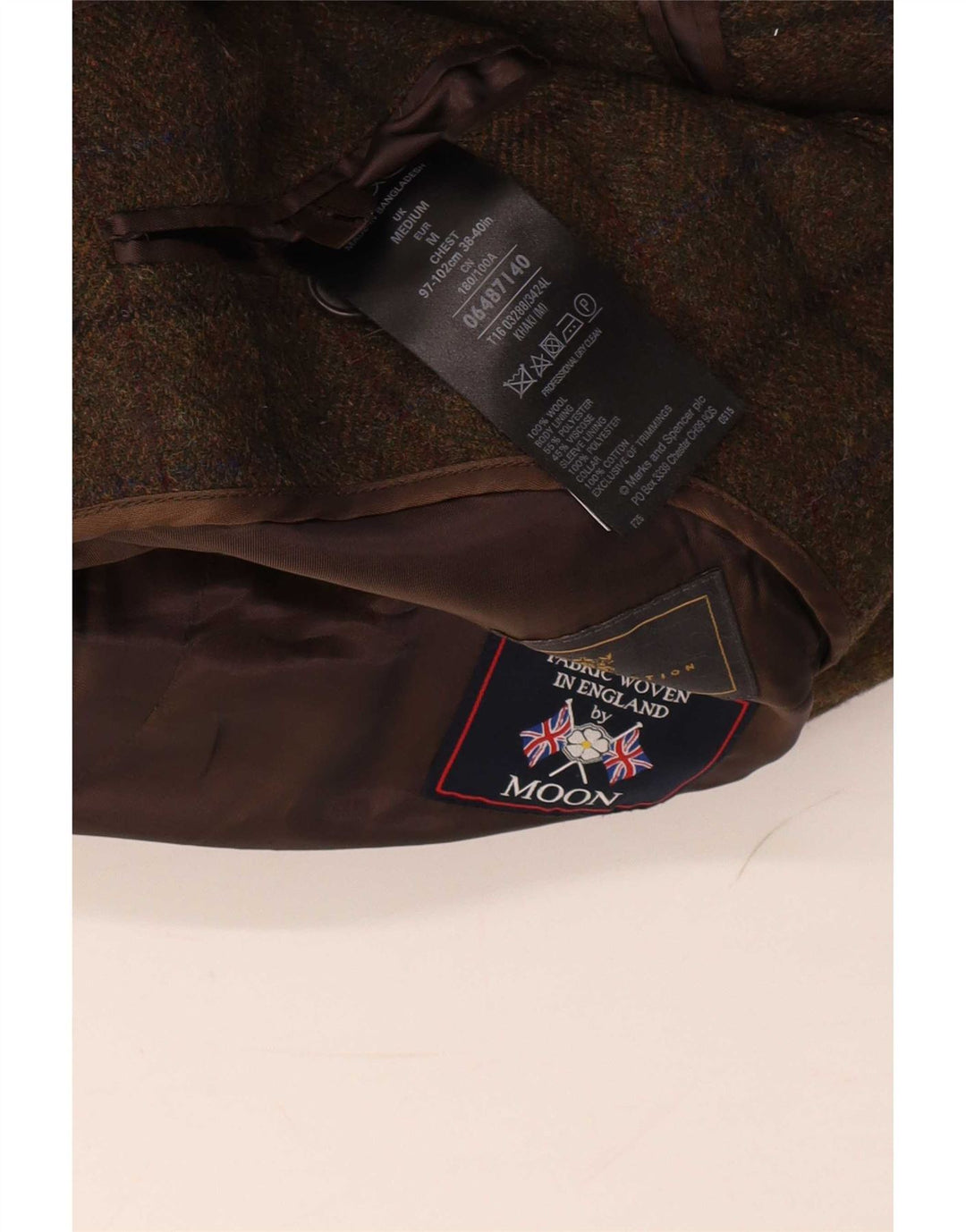 Marks & Spencer Mens Overcoat UK 38 Medium Khaki Check Wool