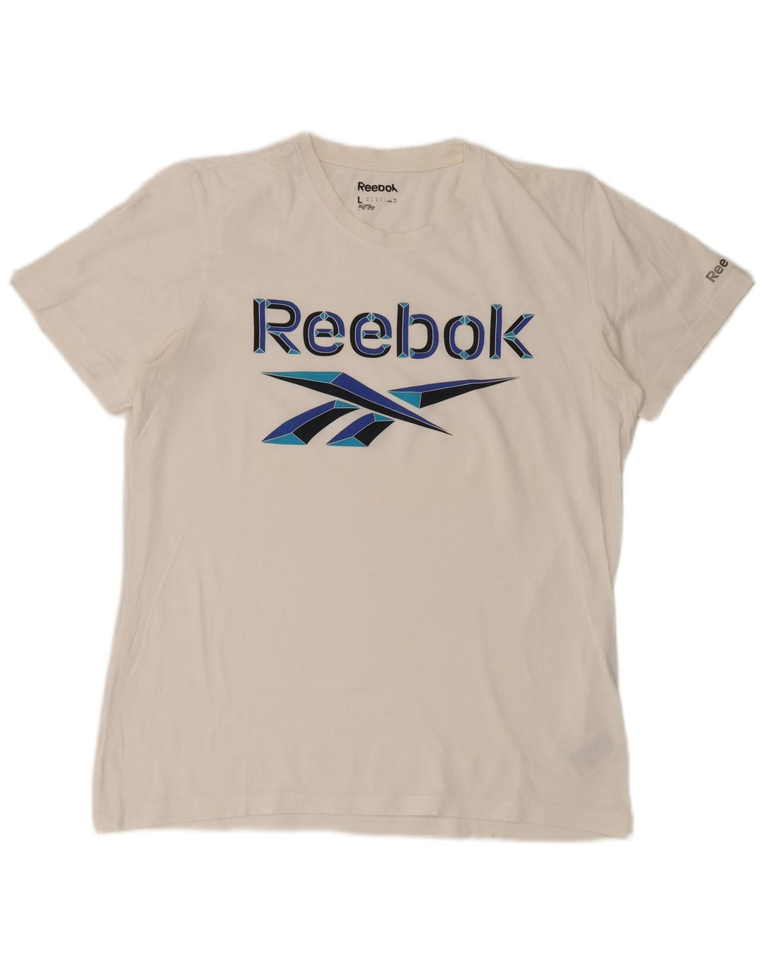 REEBOK Mens Graphic T-Shirt Top Large White Cotton