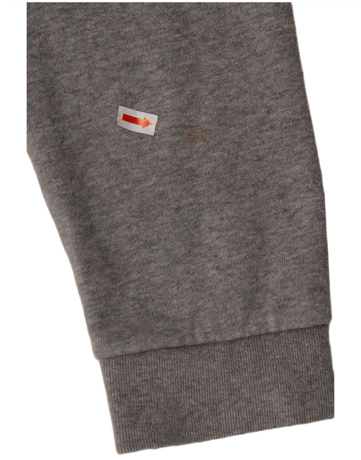 ADIDAS Mens Hoodie Jumper Medium Grey Flecked Cotton