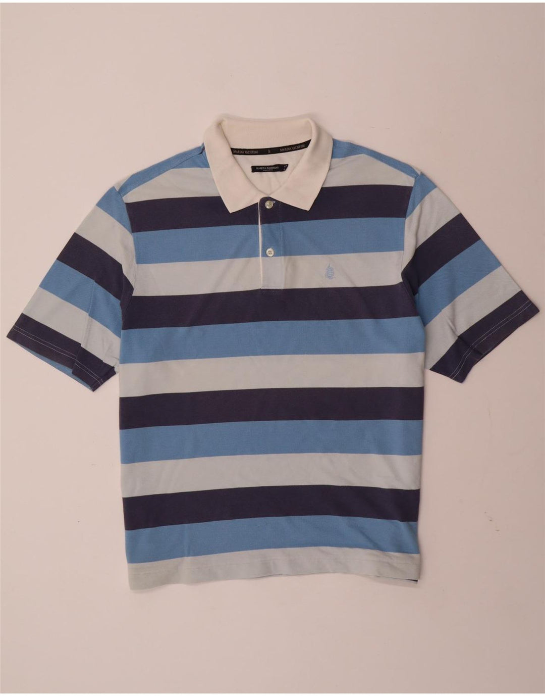 MARINA YACHTING Mens Rugby Polo Shirt 2XL Blue Striped