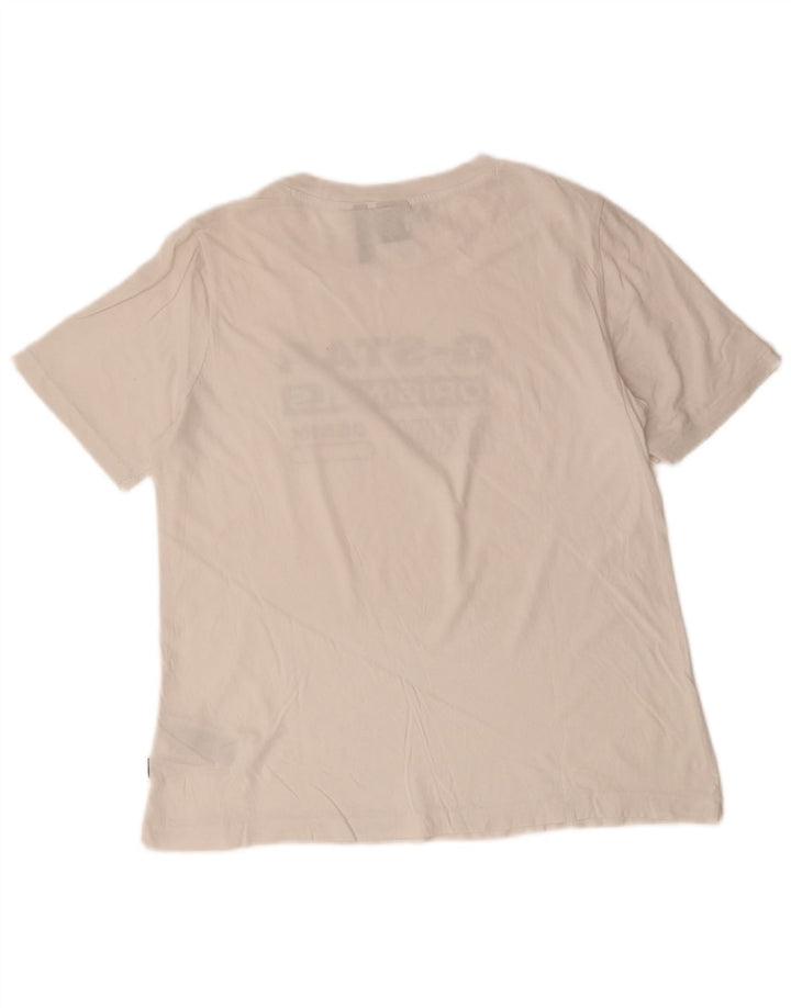 G-STAR Mens Graphic T-Shirt Top Medium White Cotton