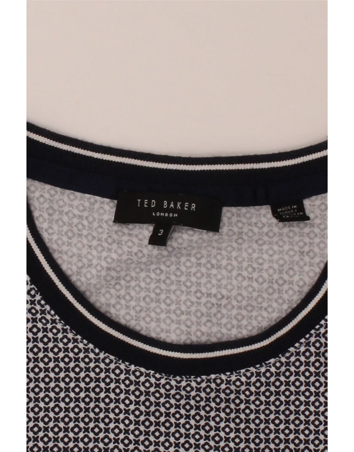 TED BAKER Mens T-Shirt Top Size 3 Medium Black Geometric Cotton