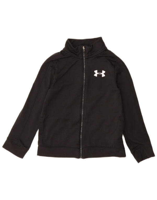 UNDER ARMOUR Girls Tracksuit Top Jacket 7-8 Years Small  Black Polyester