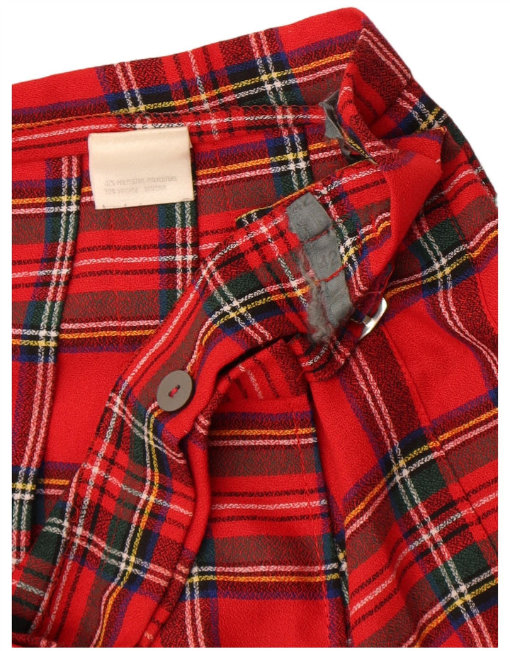 Vintage Womens Pleated Wrap Skirt IT 42 Medium W30  Red Check Polyester