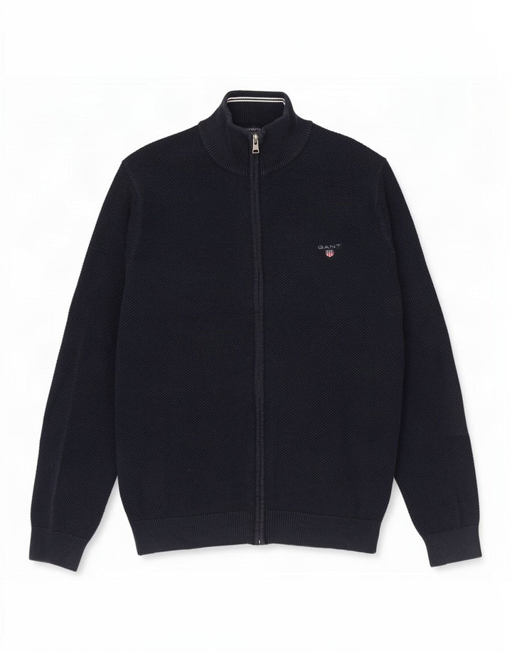Gant Mens Cardigan Sweater Large Navy Blue Cotton