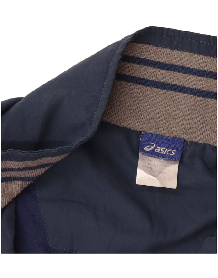 ASICS Mens Tracksuit Top Jacket XL Navy Blue Colourblock Polyester