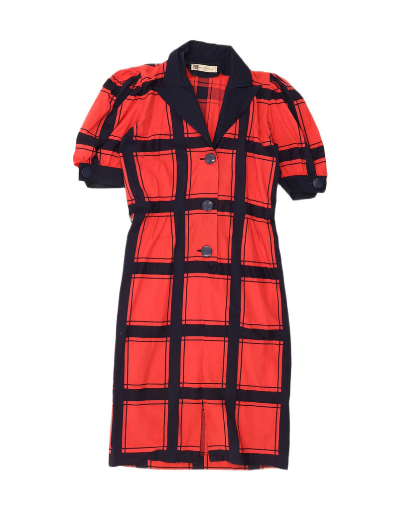 PIERRE BALMAIN Womens Sheath Dress UK 14 Medium Red Check Cotton Vintage Pierre Balmain and Second-Hand Pierre Balmain from Messina Hembry 