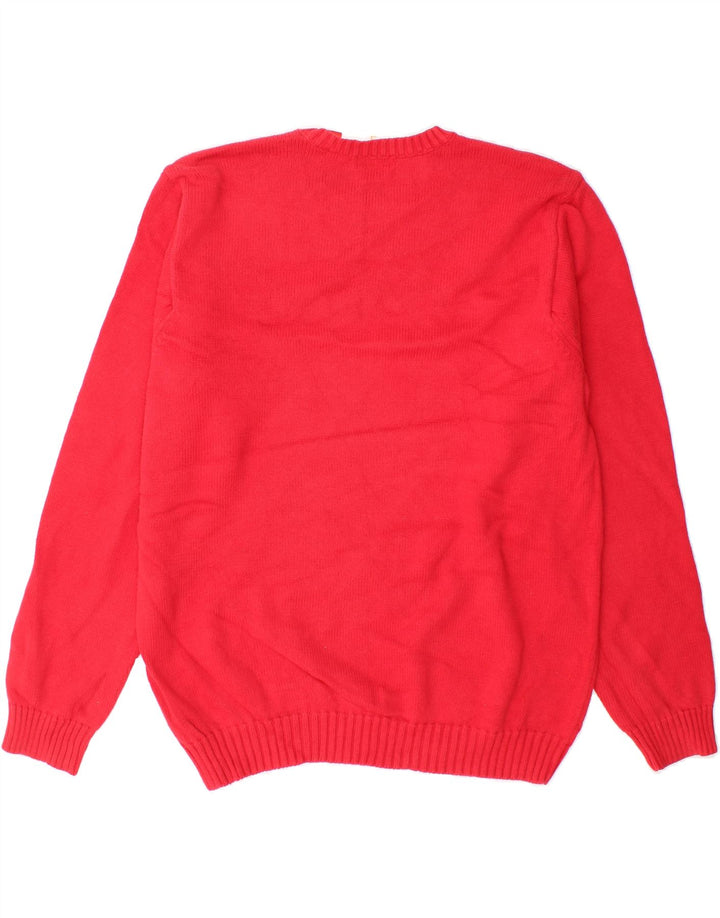 IZOD Mens Crew Neck Jumper Sweater Medium Red Cotton Vintage Izod and Second-Hand Izod from Messina Hembry 