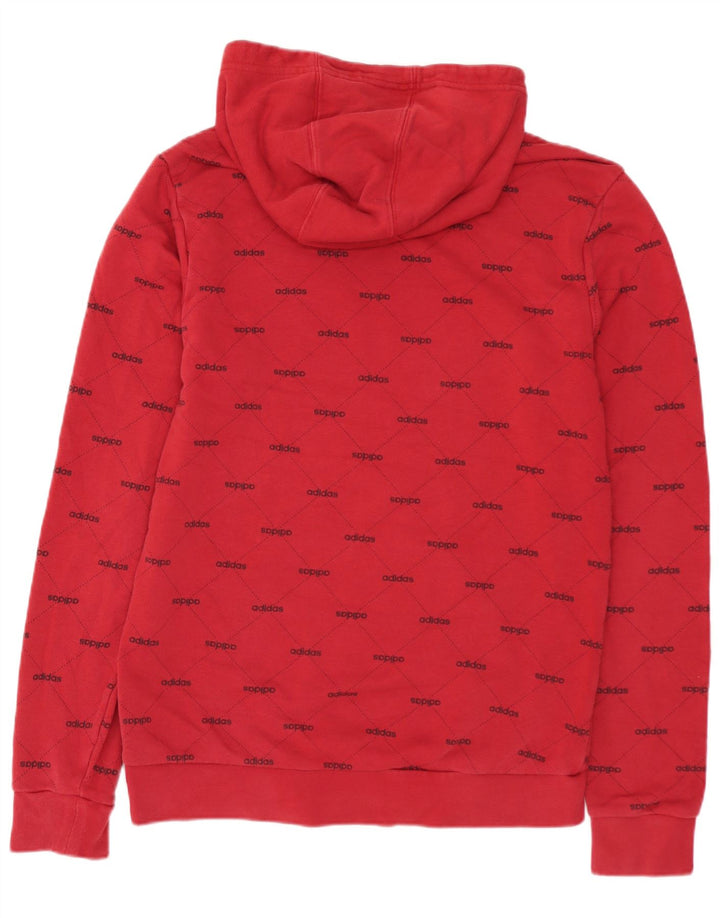 ADIDAS Mens Graphic Hoodie Jumper Small Red Cotton