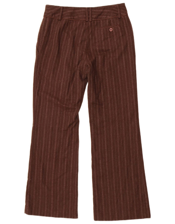 Monsoon Womens Bootcut Casual Trousers UK 12 Medium W32 L31 Brown Pinstripe