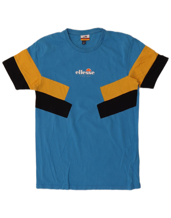Ellesse Mens Graphic T-Shirt Top Small Blue Colourblock Cotton