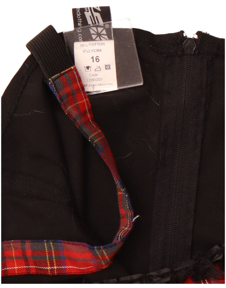 VINTAGE Womens Sleeveless A-Line Dress UK 16 Large Red Check Cotton