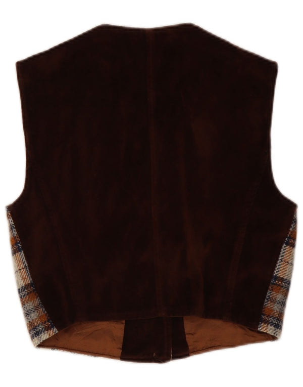 MAX & CO. Womens Waistcoat IT 40 Small Brown Check Wool