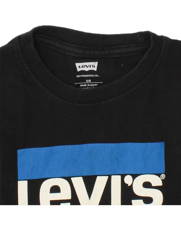 LEVI'S Boys Graphic Top Long Sleeve 5-6 Years Black Cotton Vintage Levi's and Second-Hand Levi's from Messina Hembry 