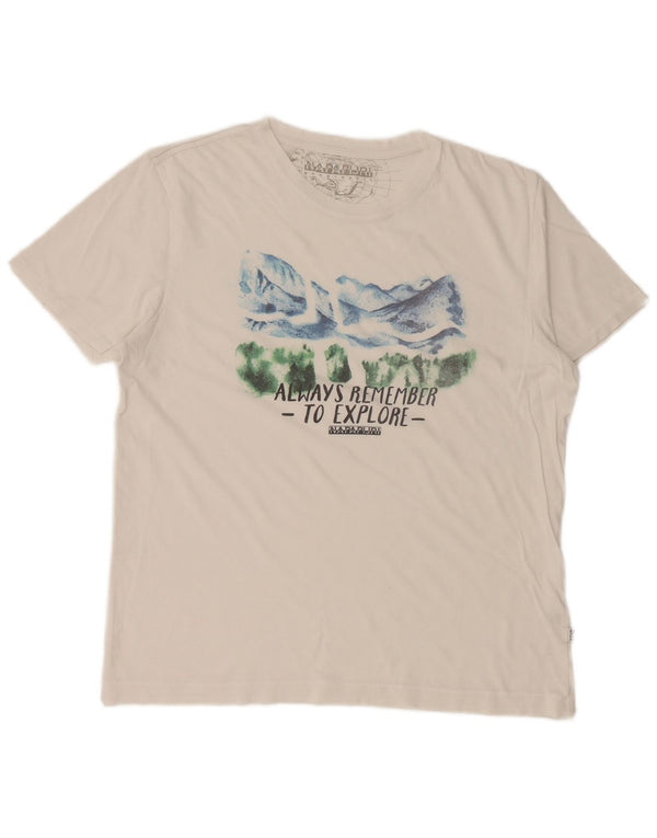 NAPAPIJRI Womens Geographic Graphic T-Shirt Top UK 14 Medium White