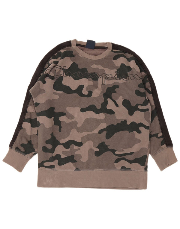 Champion Boys Graphic Sweatshirt Jumper 11-12 Years Grey Camouflage Cotton