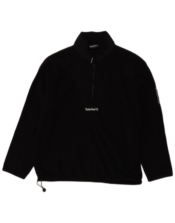 Timberland Mens Zip Neck Fleece Jumper Medium Black Polyester