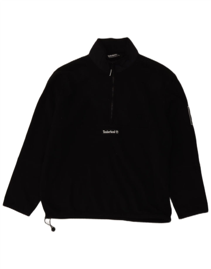 Timberland Mens Zip Neck Fleece Jumper Medium Black Polyester