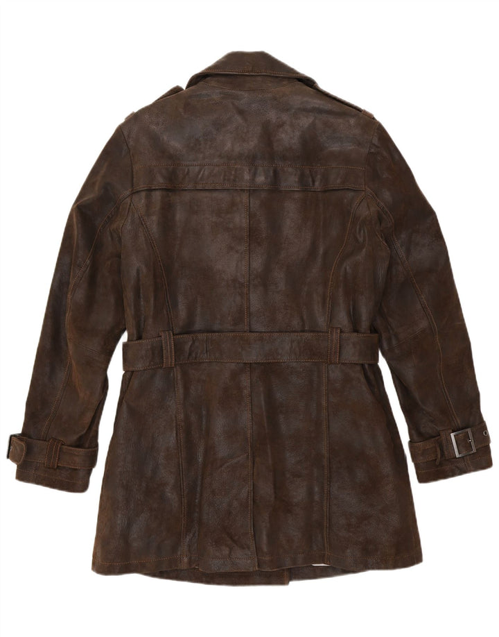 Frieda & Freddies Womens Leather Coat IT 44 Medium Brown