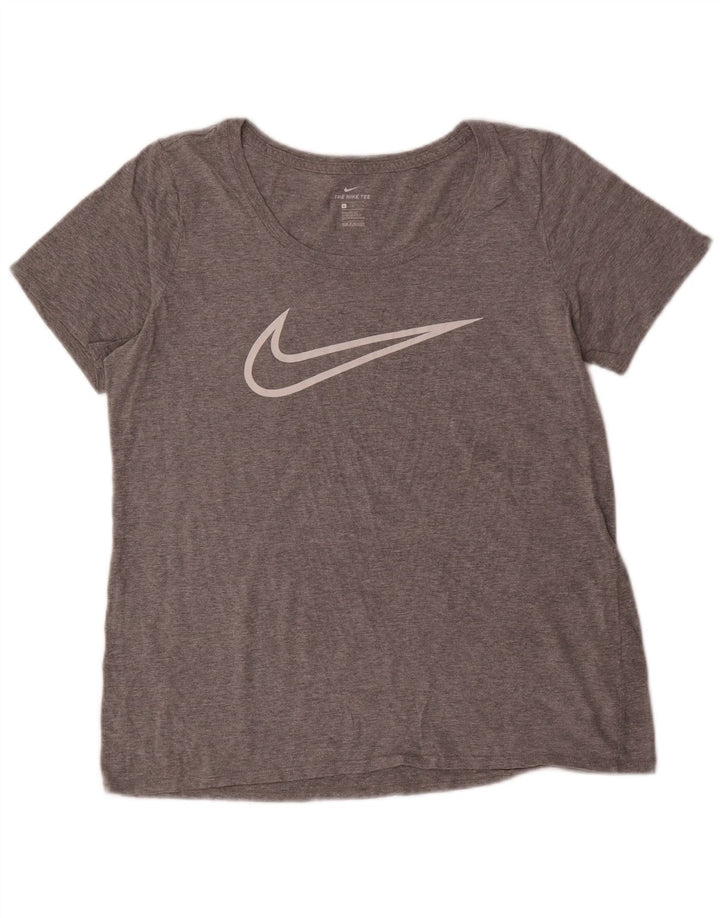NIKE Womens Athletic Cut Graphic T-Shirt Top UK 16 Large Grey Flecked
