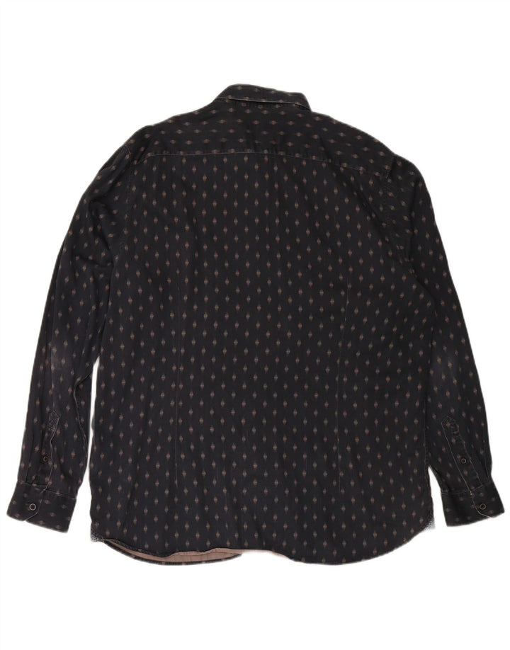 TED BAKER Mens Shirt Size 7 3XL Navy Blue Geometric Cotton