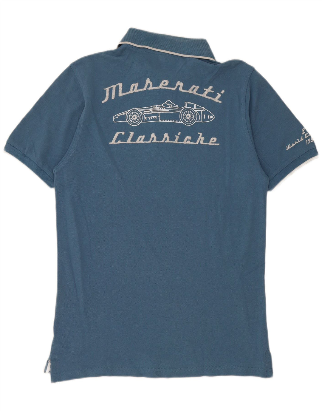 Maserati Mens Graphic Polo Shirt Medium Blue Cotton