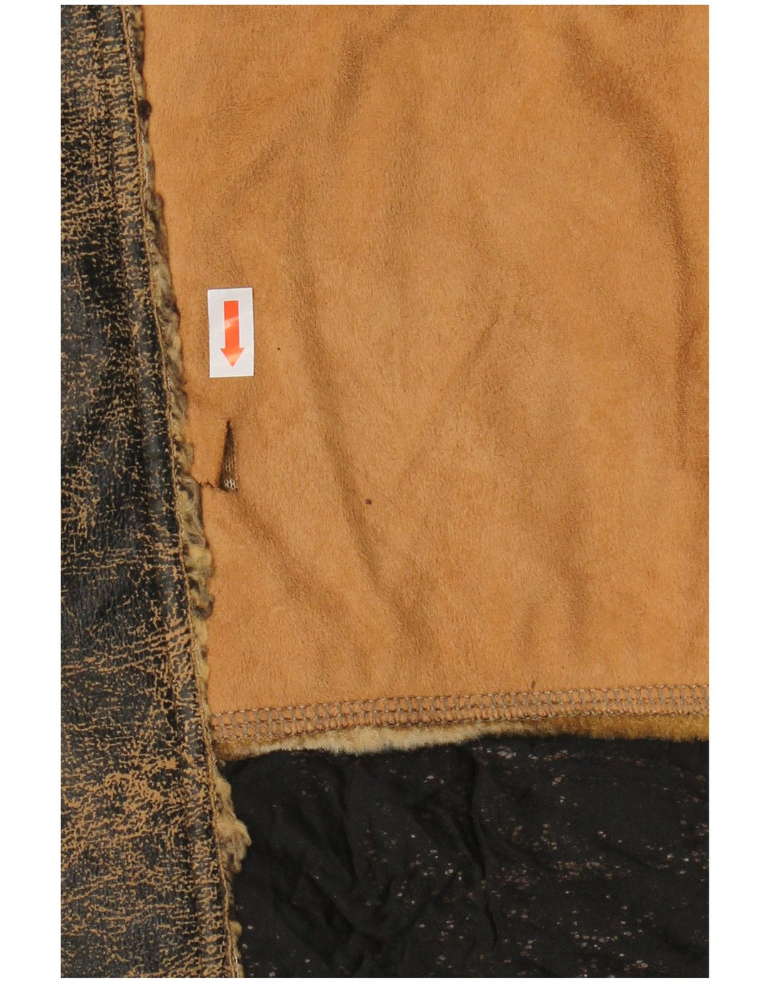 ENERGIE Mens Sherpa Jacket UK 40 Large Brown Patchwork Cotton