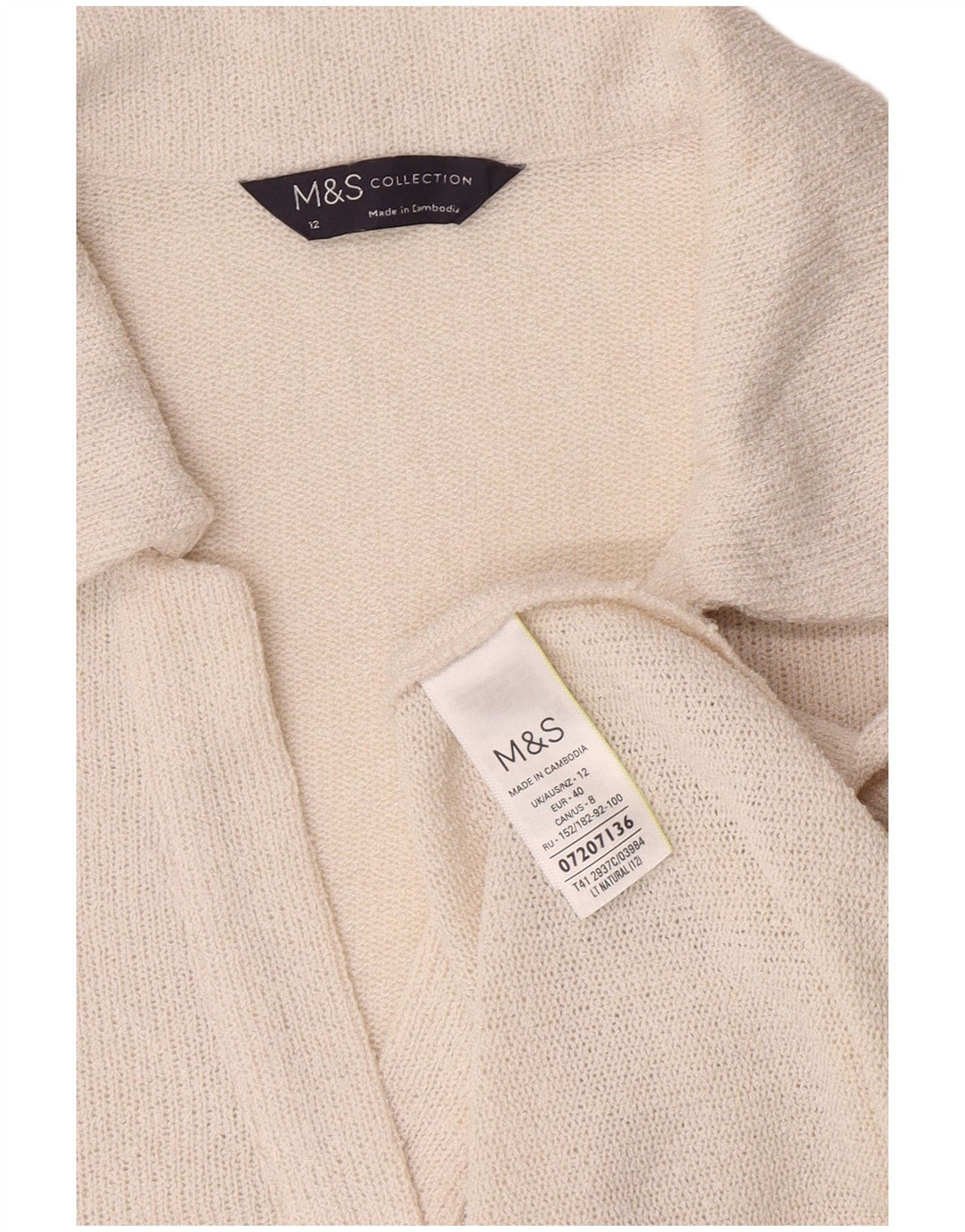 Marks & Spencer Womens Polo Shirt UK 12 Medium White Polyester