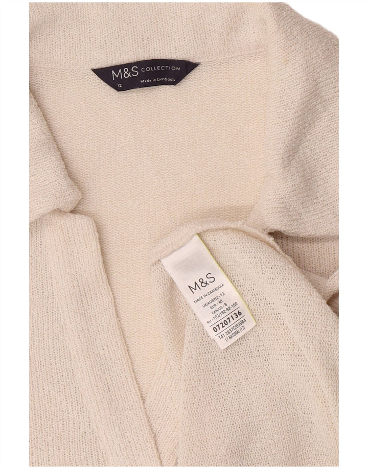 Marks & Spencer Womens Polo Shirt UK 12 Medium White Polyester