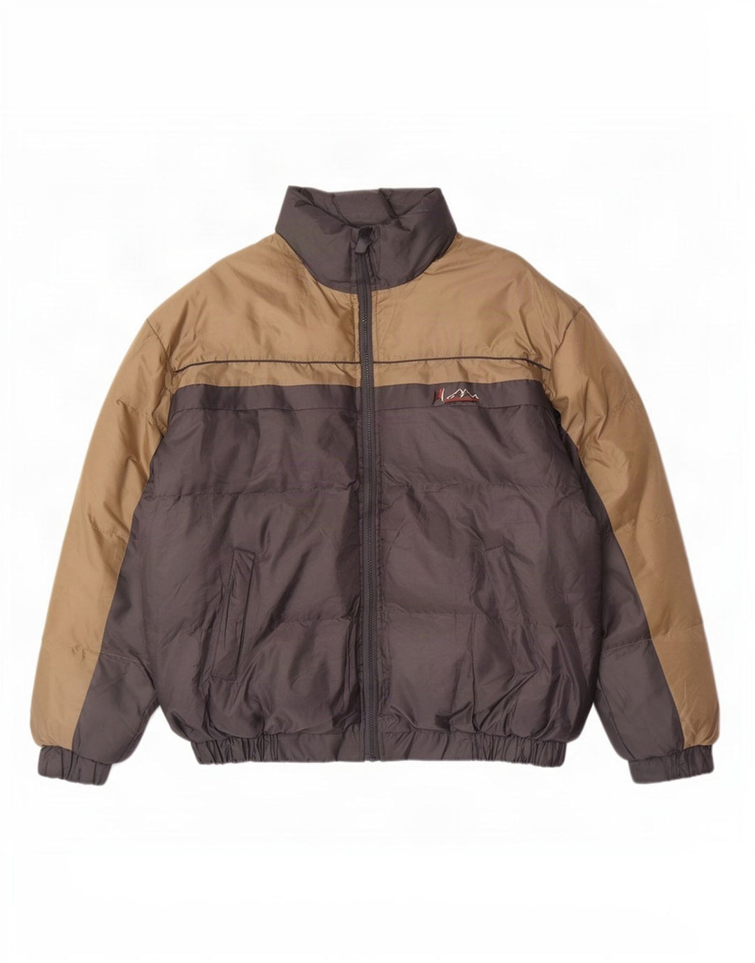 Vintage Mens Padded Jacket UK 40 Large Grey Colourblock Polyester