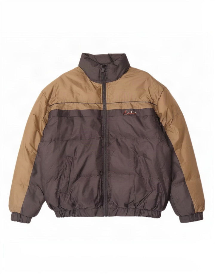 Vintage Mens Padded Jacket UK 40 Large Grey Colourblock Polyester
