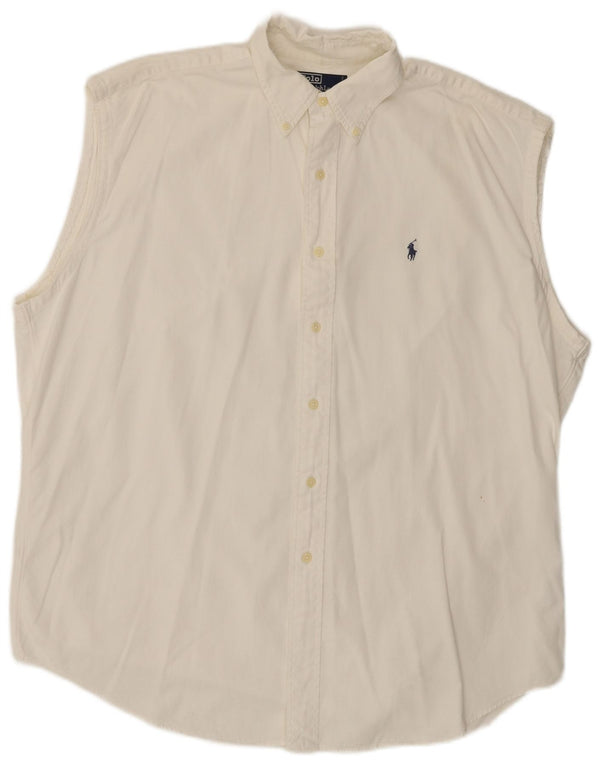 Polo Ralph Lauren Mens Loose Fit Sleeveless Shirt Large White Cotton