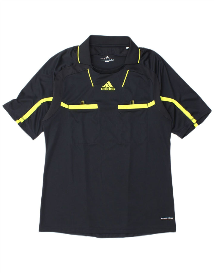 ADIDAS Mens Climacool Polo Shirt Large Black Colourblock Polyester