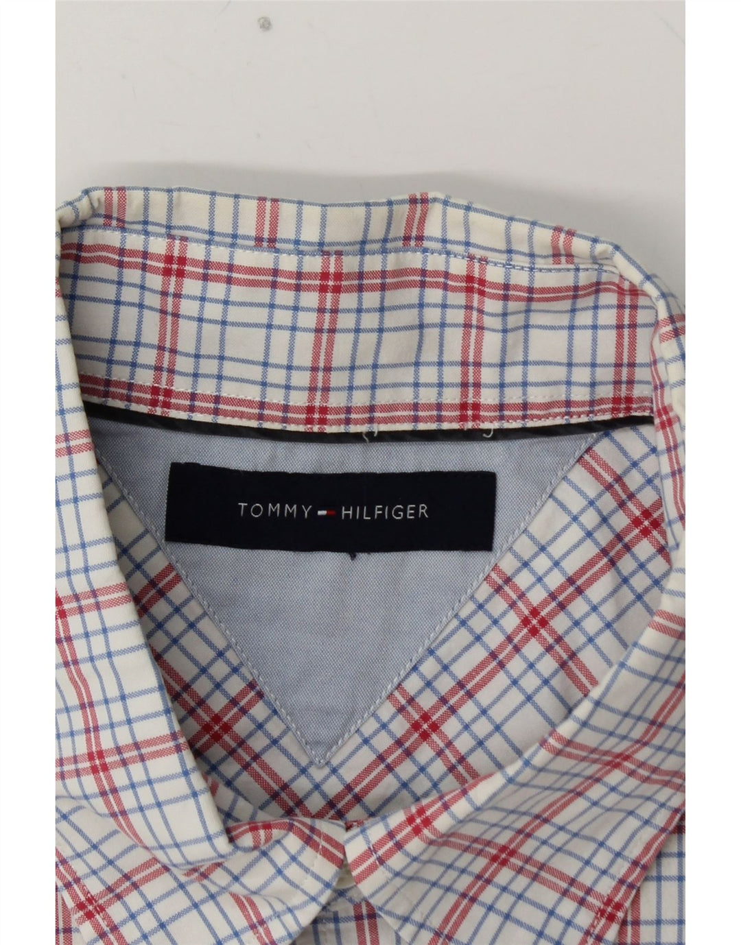 TOMMY HILFIGER Mens Short Sleeve Shirt XL Blue Check Cotton