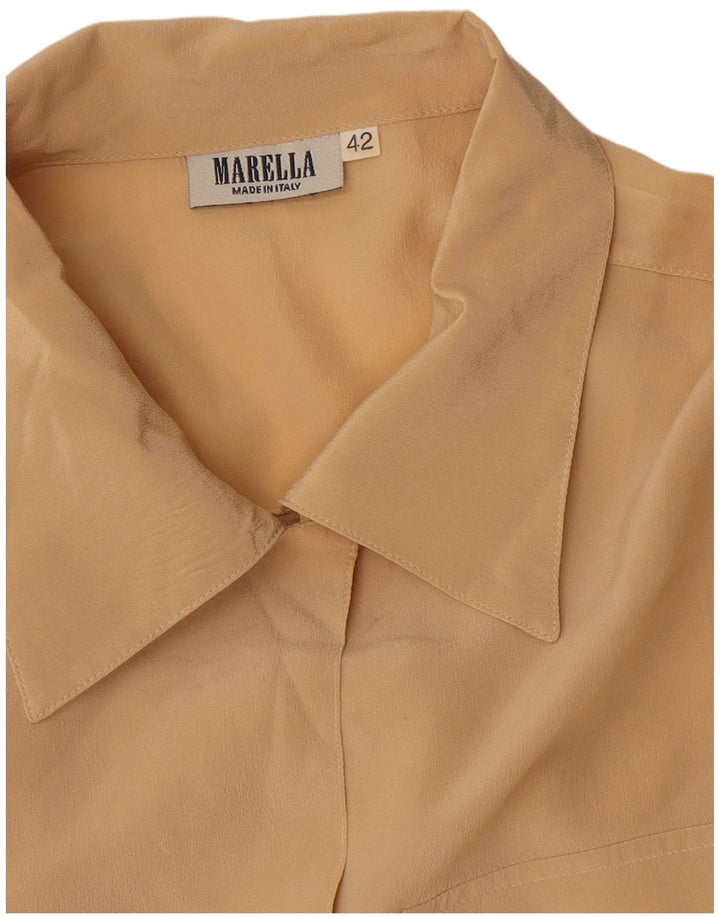Marella Womens Oversized Short Sleeve Shirt Blouse IT 42 Medium Beige