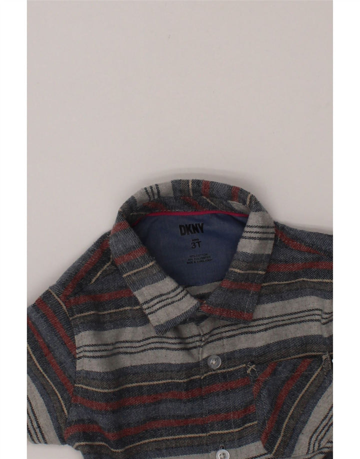 DKNY Boys Flannel Shirt 2-3 Years Grey Striped Cotton Vintage Dkny and Second-Hand Dkny from Messina Hembry 