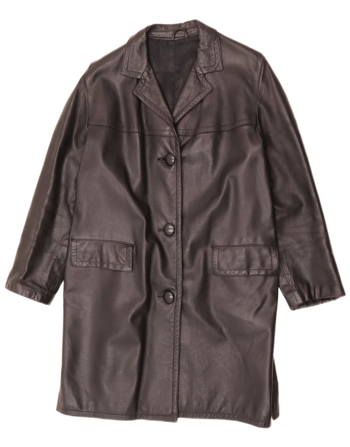 Vintage Womens Leather Coat UK 14 Medium Black