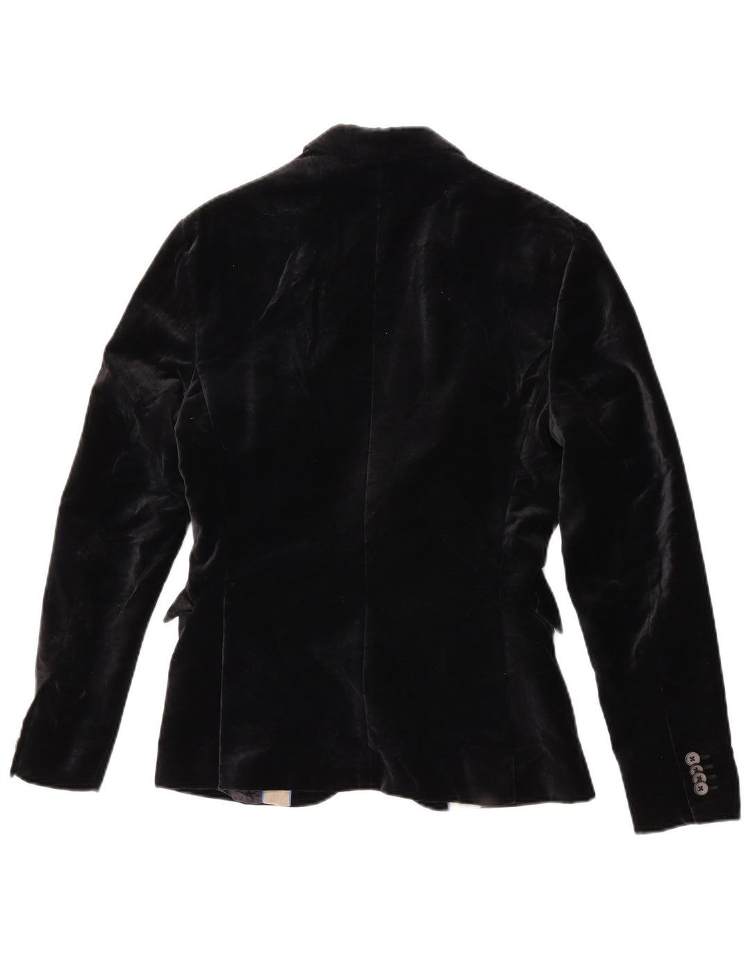 Zara Mens 2 Button Velvet Blazer Jacket EU 46 Small Black Cotton
