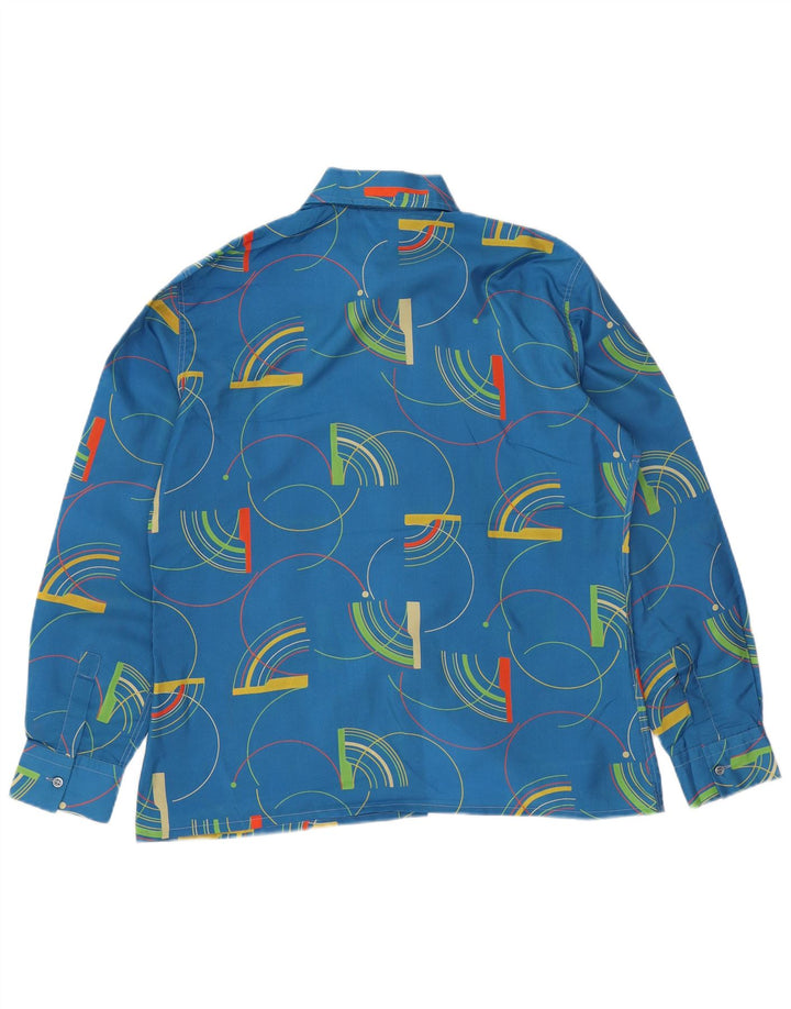 VINTAGE Womens Shirt IT 52 2XL Blue Geometric