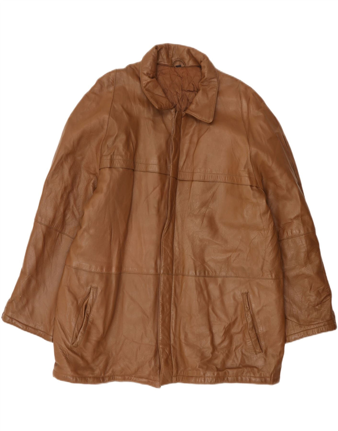 Vintage Mens Leather Jacket IT 58 4XL Brown Leather