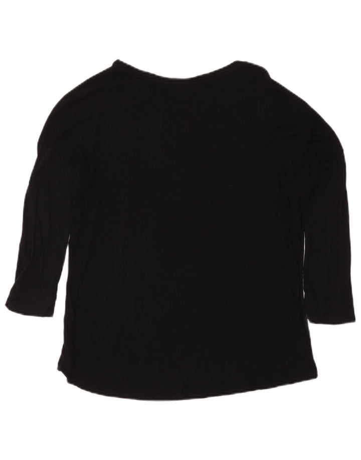 Massimo Dutti Womens Top 3/4 Sleeve UK 12 Medium Black