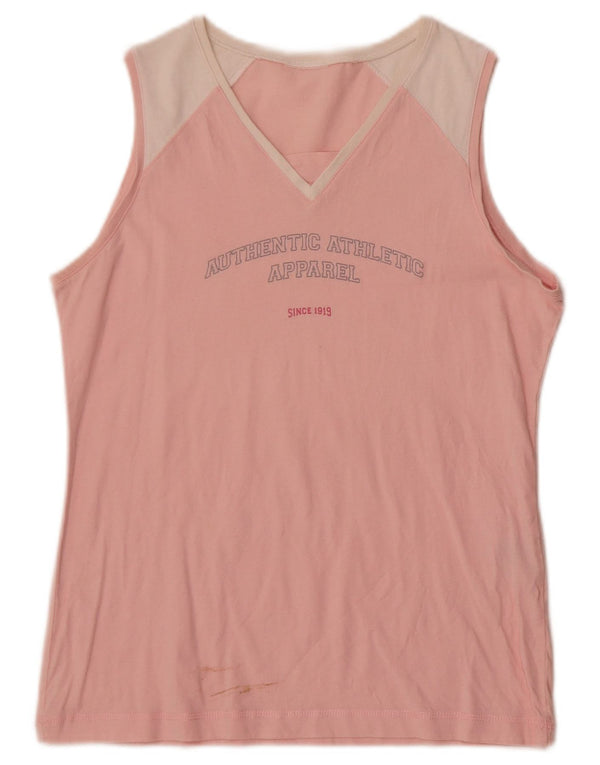 Champion Womens Graphic Vest Top UK 12 Medium Pink Colourblock Cotton