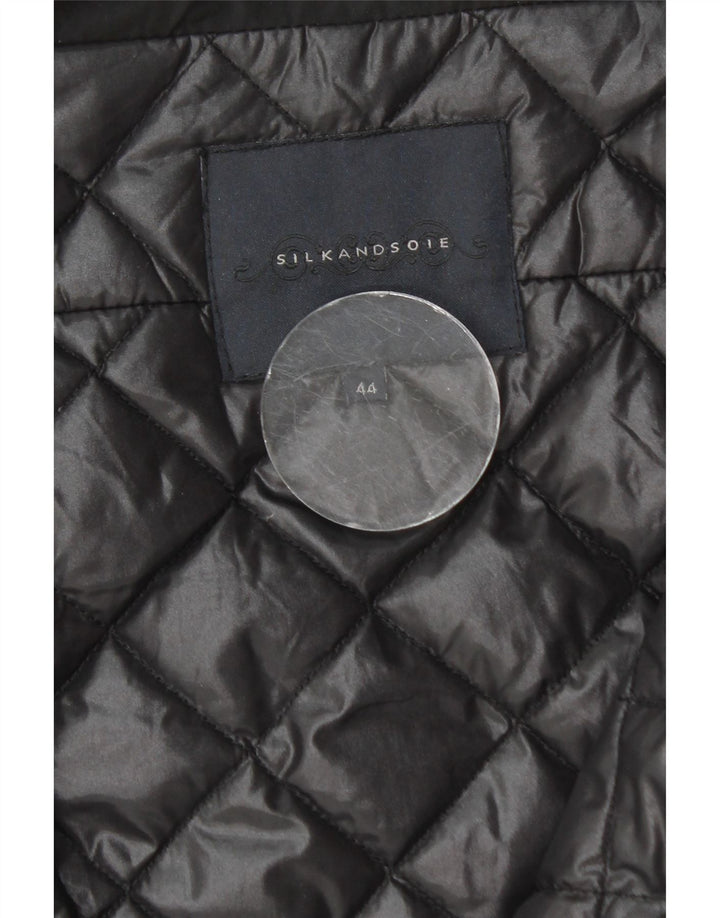 Silk and Soie Womens Hooded Padded Jacket IT 44 Medium Black Polyamide