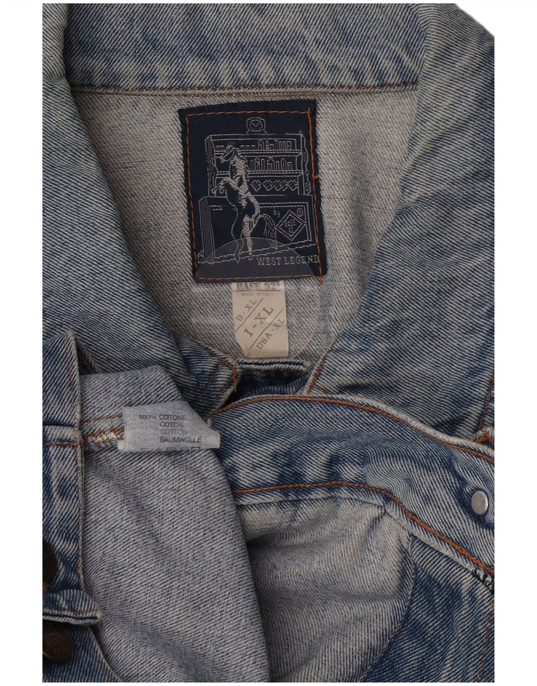 Base 92 Mens Denim Jacket UK 42 XL Blue Cotton