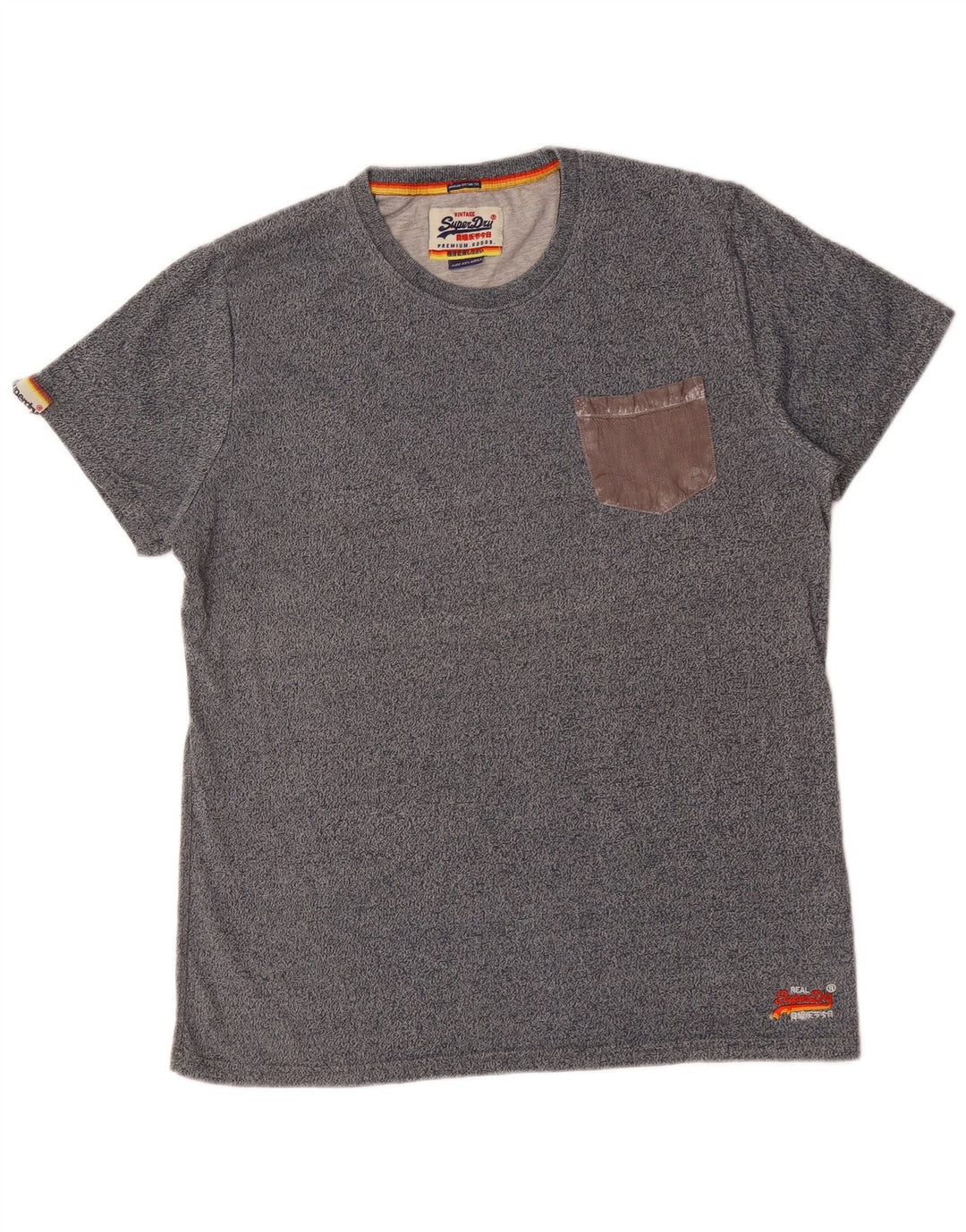 SUPERDRY Mens T-Shirt Top 2XL Grey Flecked Cotton