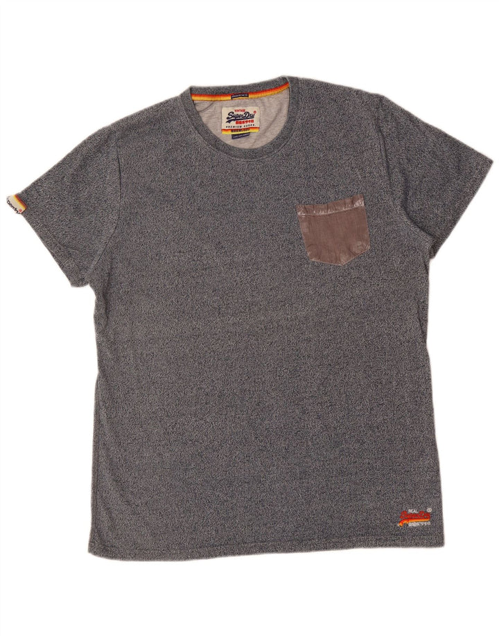 SUPERDRY Mens T-Shirt Top 2XL Grey Flecked Cotton