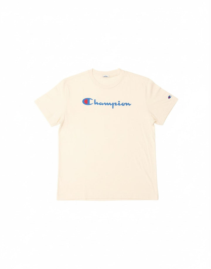 CHAMPION Mens Graphic T-Shirt Top Medium White